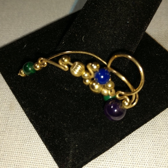 Vintage Ear Cuff Gold Tone  Earring with Beads - Picture 3 of 8